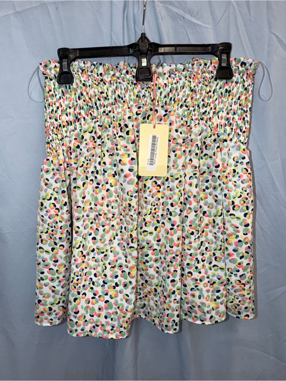 entro Multicolor Smocked Crop Top - White Base with Rainbow Dots